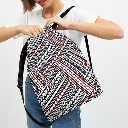 Maori Tribal Pattern Print Drawstring Backpack