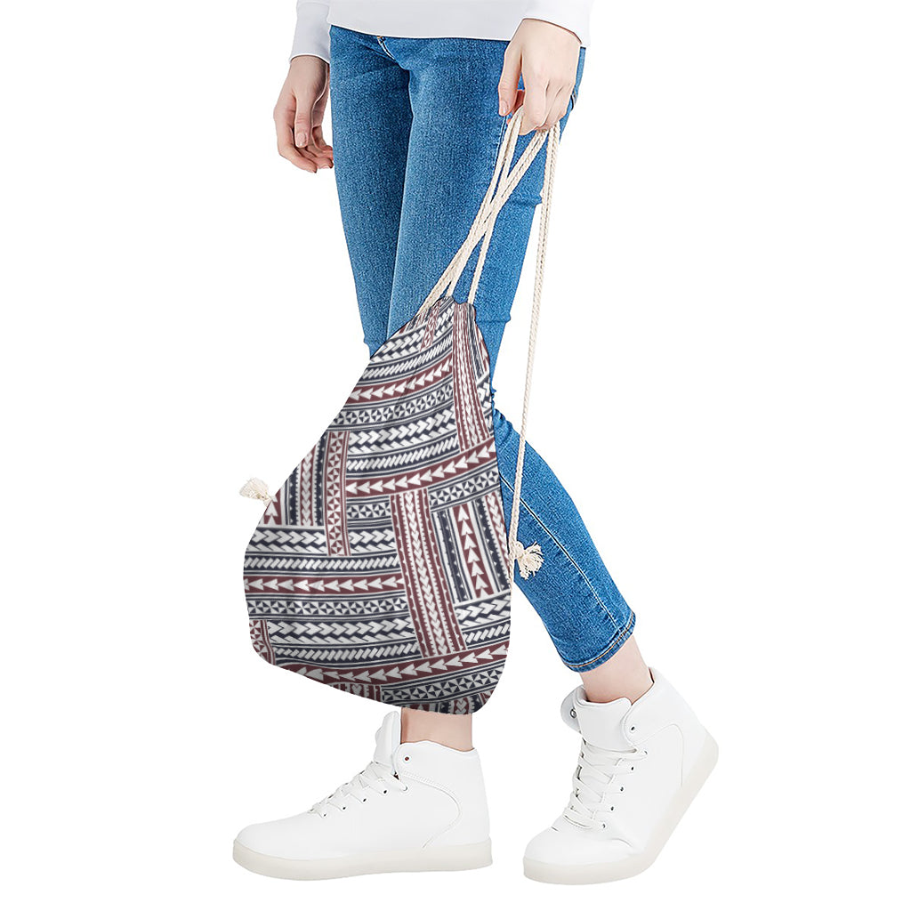 Maori Tribal Pattern Print Drawstring Bag