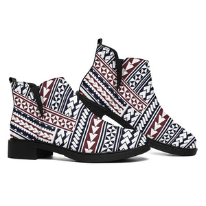 Maori Tribal Pattern Print Flat Ankle Boots