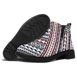 Maori Tribal Pattern Print Flat Ankle Boots