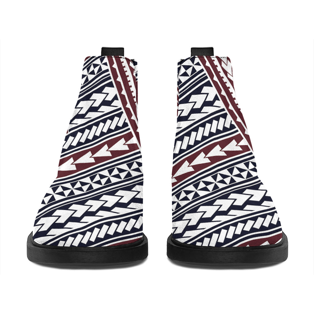 Maori Tribal Pattern Print Flat Ankle Boots