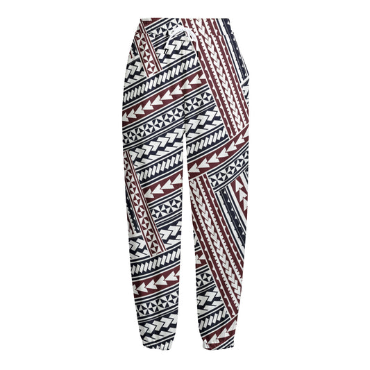 Maori Tribal Pattern Print Fleece Lined Knit Pants