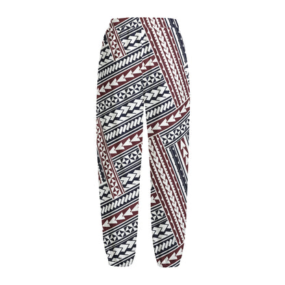 Maori Tribal Pattern Print Fleece Lined Knit Pants