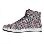 Maori Tribal Pattern Print High Top Leather Sneakers