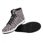 Maori Tribal Pattern Print High Top Leather Sneakers