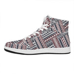 Maori Tribal Pattern Print High Top Leather Sneakers