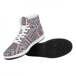 Maori Tribal Pattern Print High Top Leather Sneakers