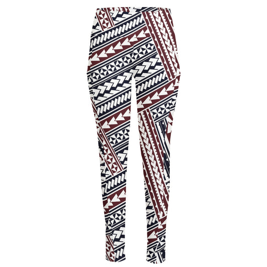 Maori Tribal Pattern Print High-Waisted Pocket Leggings