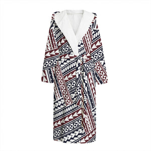 Maori Tribal Pattern Print Hooded Bathrobe