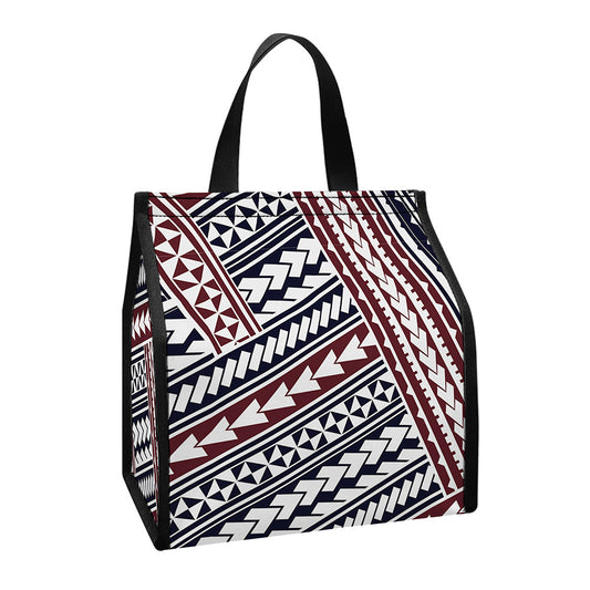 Maori Tribal Pattern Print Insulated Lunch Tote
