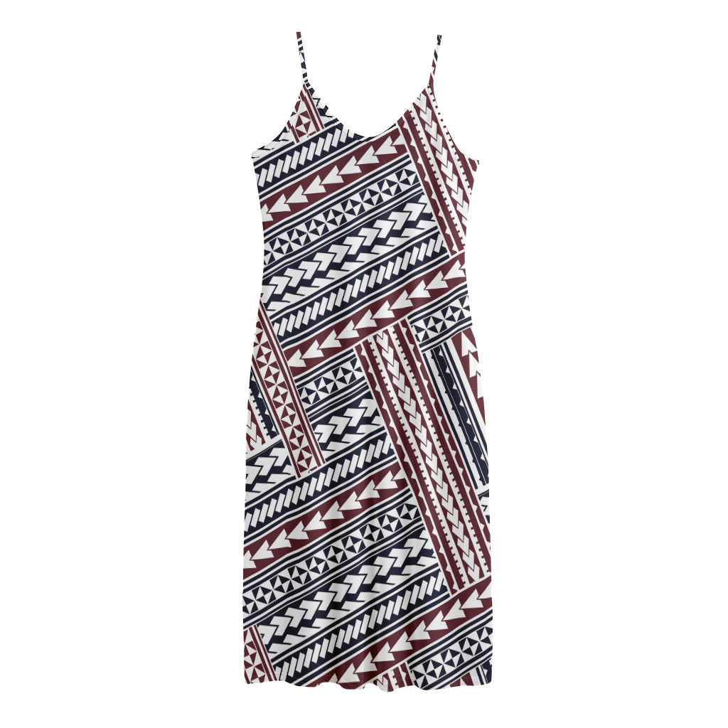 Maori Tribal Pattern Print Jersey Midi Cami Dress