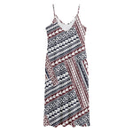 Maori Tribal Pattern Print Jersey Midi Cami Dress