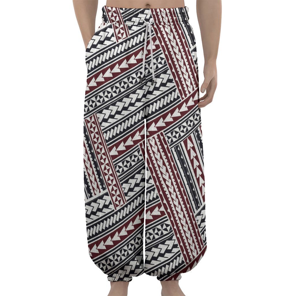 Maori Tribal Pattern Print Lantern Pants