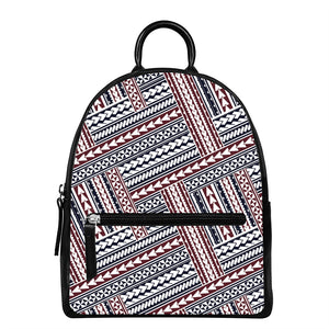 Maori Tribal Pattern Print Leather Backpack