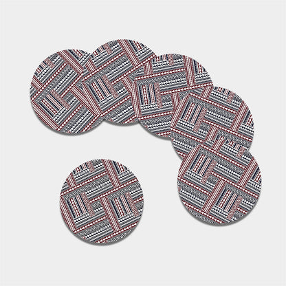 Maori Tribal Pattern Print Leather Coaster Set