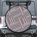 Maori Tribal Pattern Print Leather Spare Tire Cover