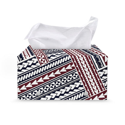 Maori Tribal Pattern Print Leather Tissue Box Cover