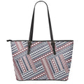 Maori Tribal Pattern Print Leather Tote Bag With Zipper