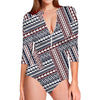 Maori Tribal Pattern Print Long Sleeve Swimsuit