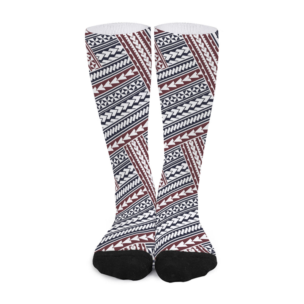 Maori Tribal Pattern Print Long Socks