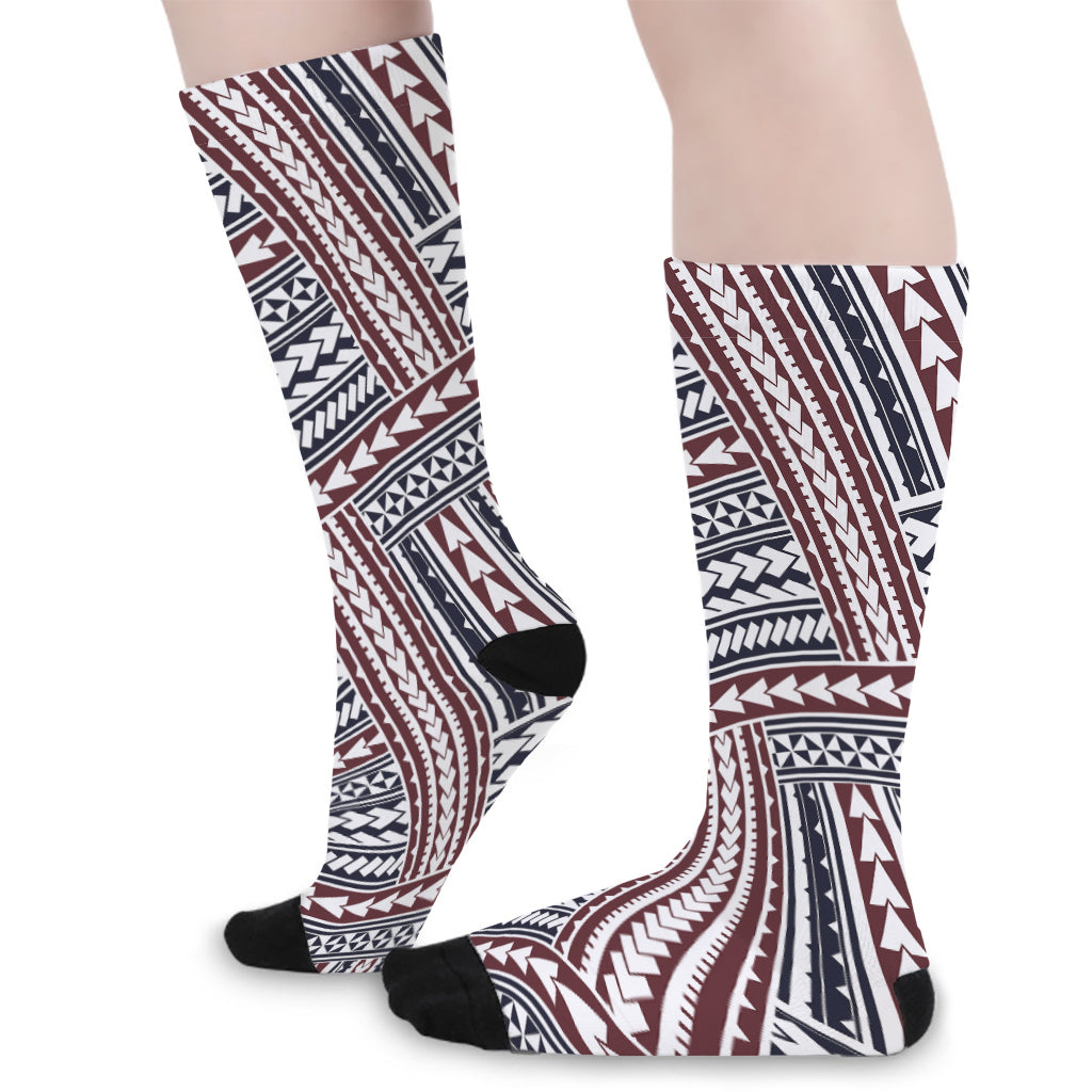 Maori Tribal Pattern Print Long Socks