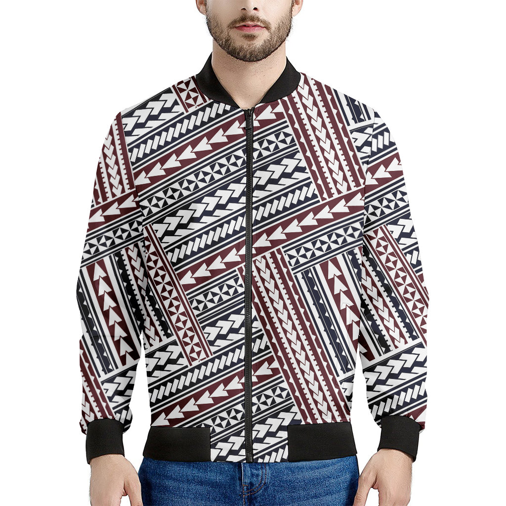 Maori Tribal Pattern Print Men's Bomber Jacket