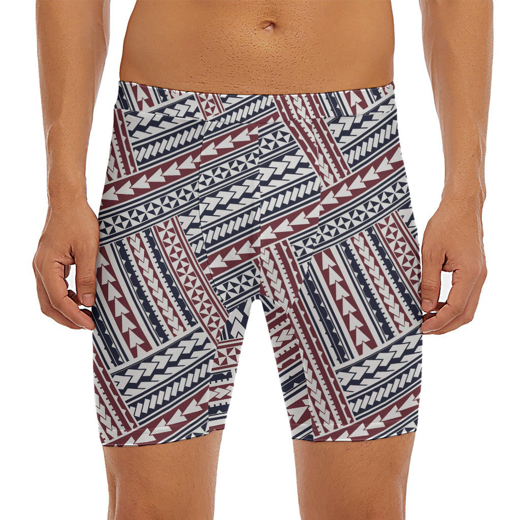 Maori Tribal Pattern Print Men's Long Boxer Briefs