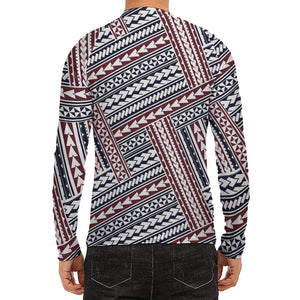 Maori Tribal Pattern Print Men's Long Sleeve Rash Guard