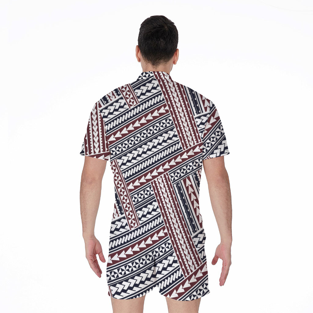 Maori Tribal Pattern Print Men's Rompers