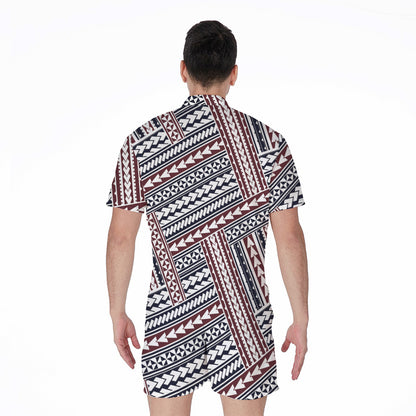 Maori Tribal Pattern Print Men's Rompers
