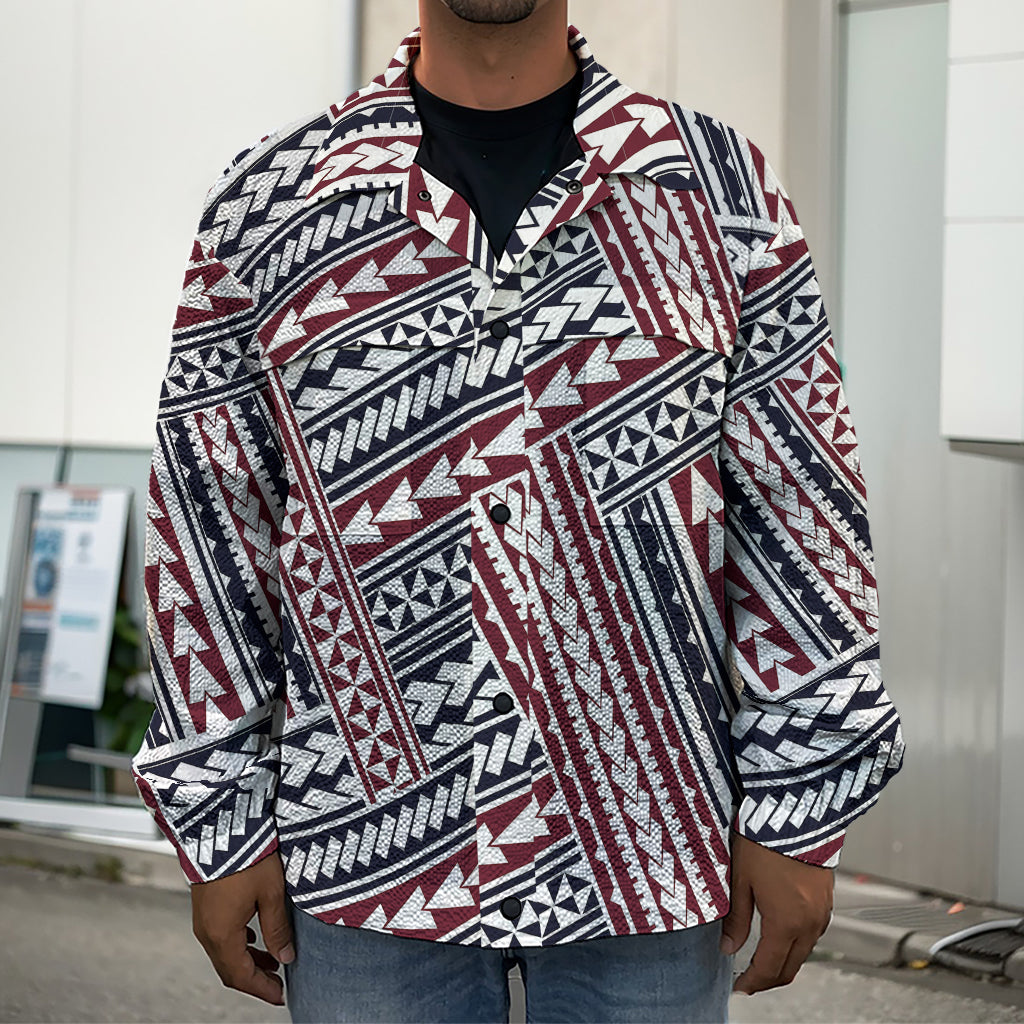 Maori Tribal Pattern Print Men's Shirt Jacket