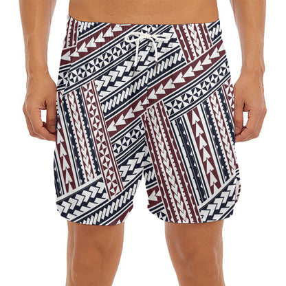 Maori Tribal Pattern Print Men's Split Running Shorts