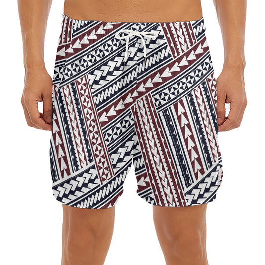 Maori Tribal Pattern Print Men's Split Running Shorts
