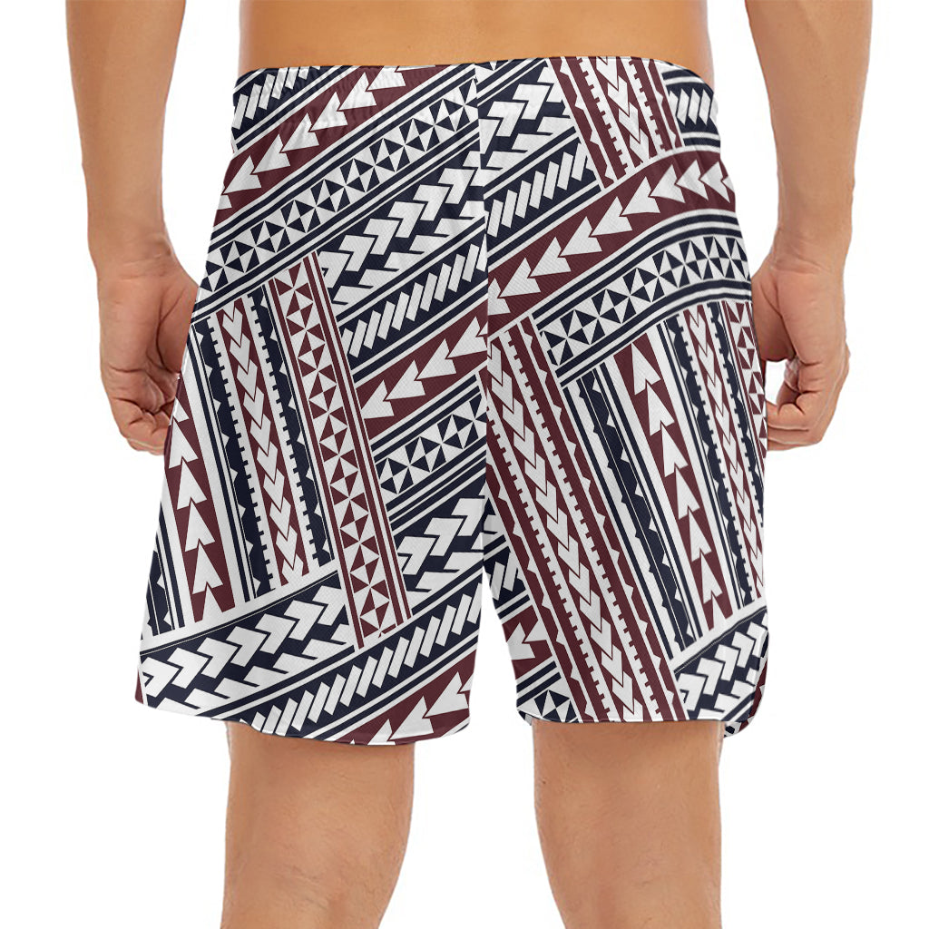 Maori Tribal Pattern Print Men's Split Running Shorts