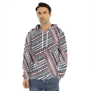 Maori Tribal Pattern Print Men's Velvet Pullover Hoodie