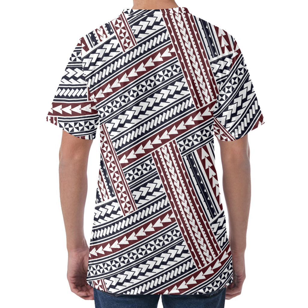 Maori Tribal Pattern Print Men's Velvet T-Shirt