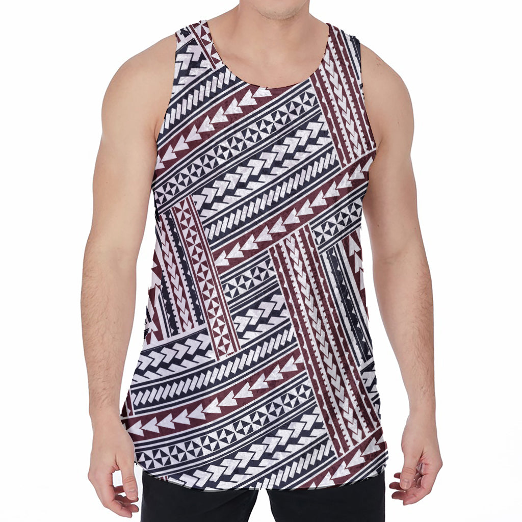 Maori Tribal Pattern Print Men's Velvet Tank Top