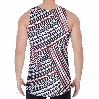 Maori Tribal Pattern Print Men's Velvet Tank Top