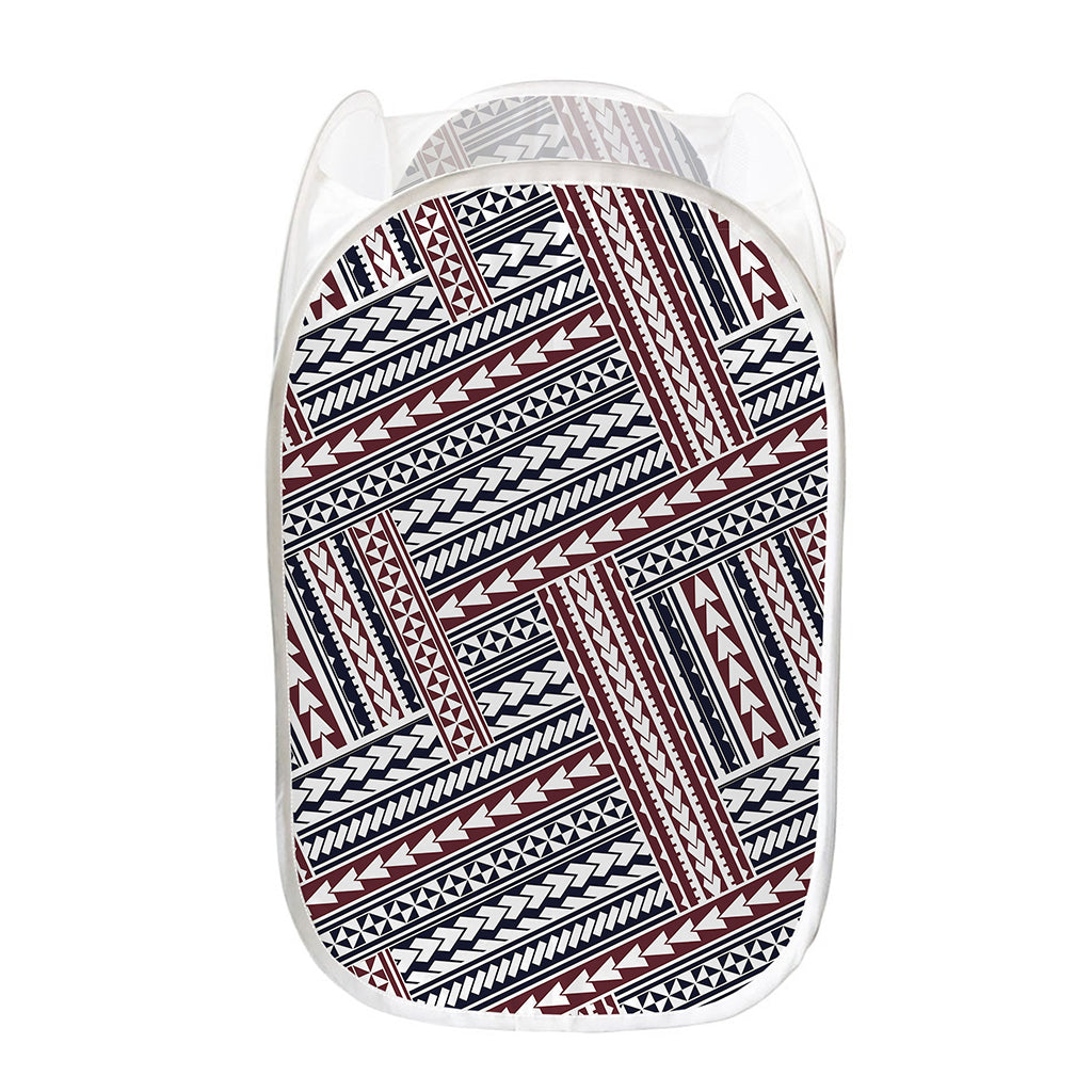 Maori Tribal Pattern Print Mesh Laundry Hamper