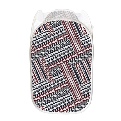 Maori Tribal Pattern Print Mesh Laundry Hamper