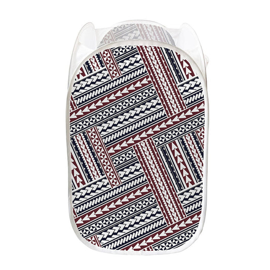 Maori Tribal Pattern Print Mesh Laundry Hamper