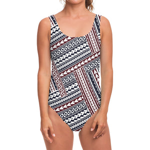 Maori Tribal Pattern Print One Piece Swimsuit