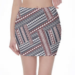 Maori Tribal Pattern Print Pencil Mini Skirt
