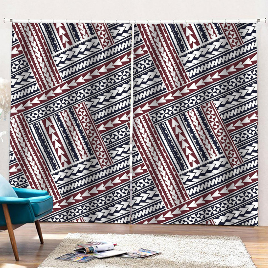 Maori Tribal Pattern Print Pencil Pleat Curtains