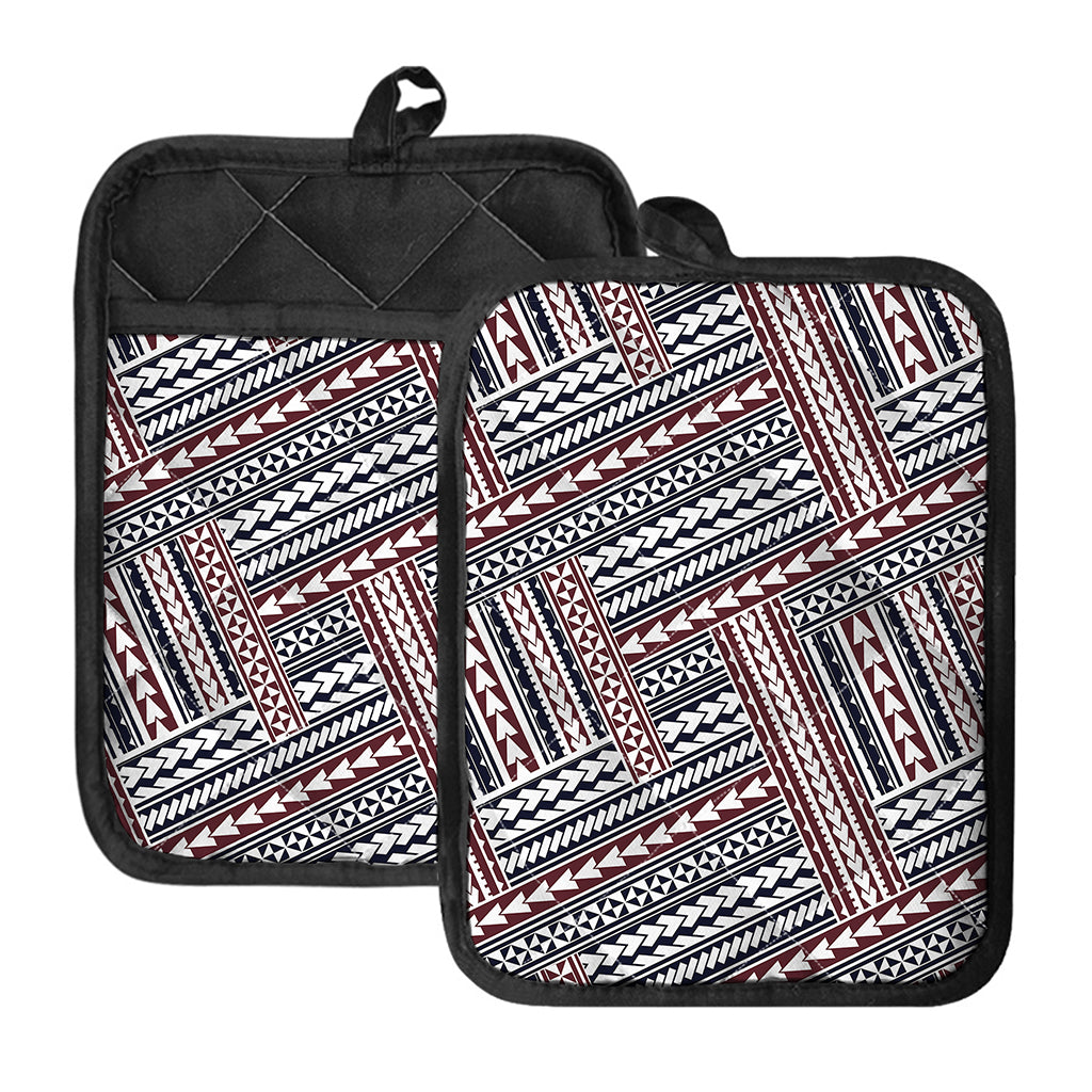 Maori Tribal Pattern Print Pot Holders With Pocket