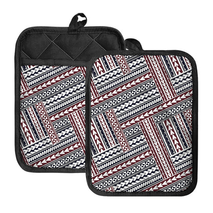 Maori Tribal Pattern Print Pot Holders With Pocket