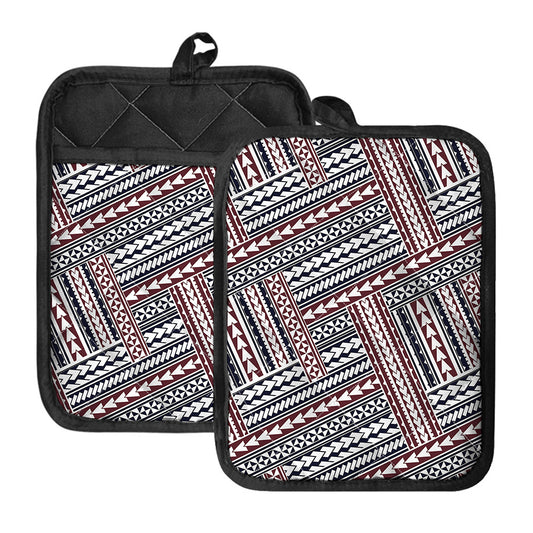 Maori Tribal Pattern Print Pot Holders With Pocket