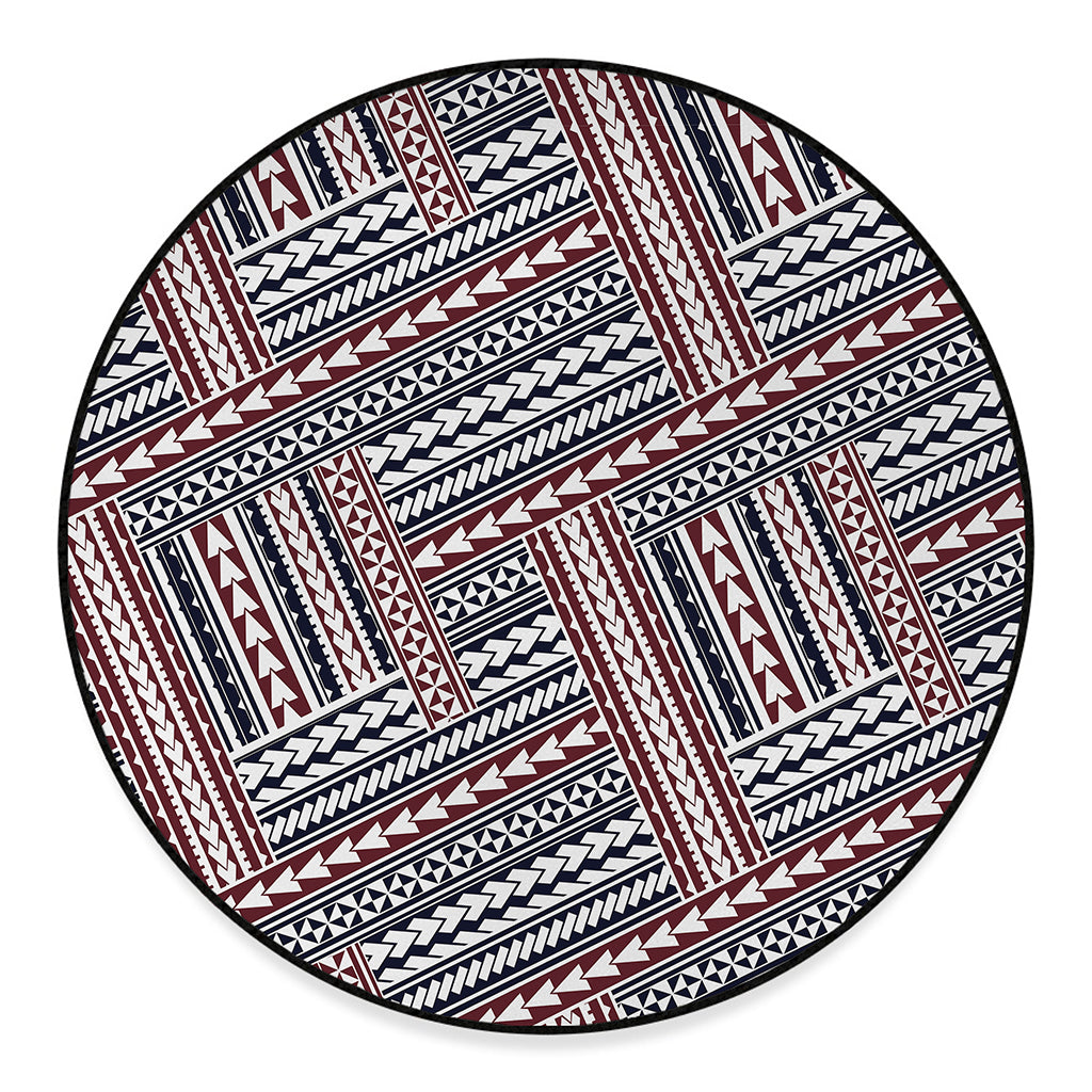 Maori Tribal Pattern Print Round Floor Mat