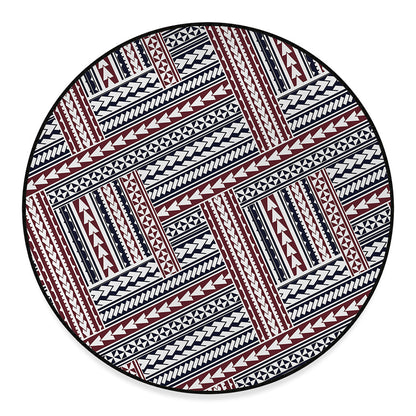 Maori Tribal Pattern Print Round Floor Mat
