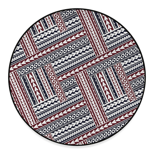 Maori Tribal Pattern Print Round Floor Mat